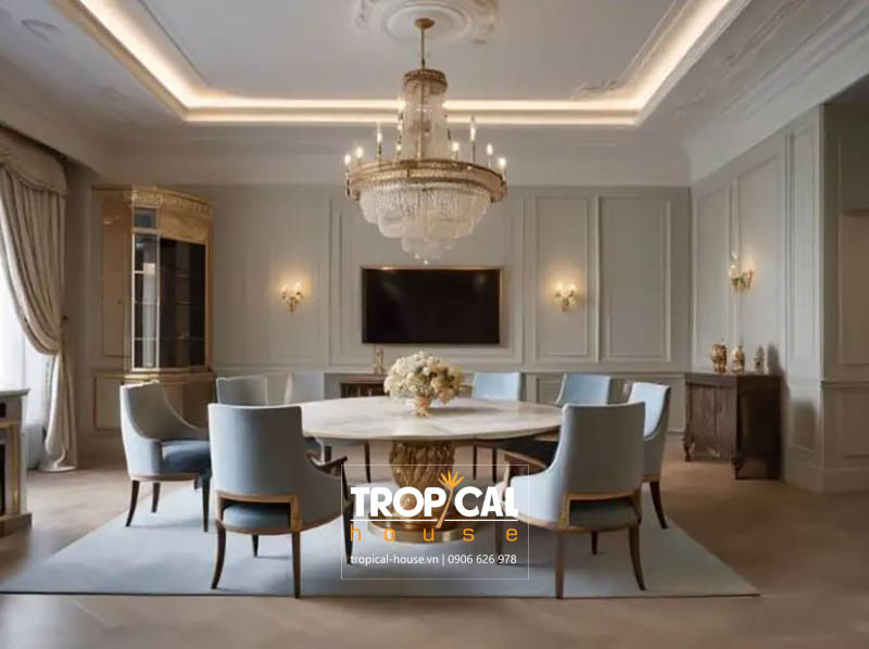 Mẫu thiết kế nội thất nhà phố tân cổ điển