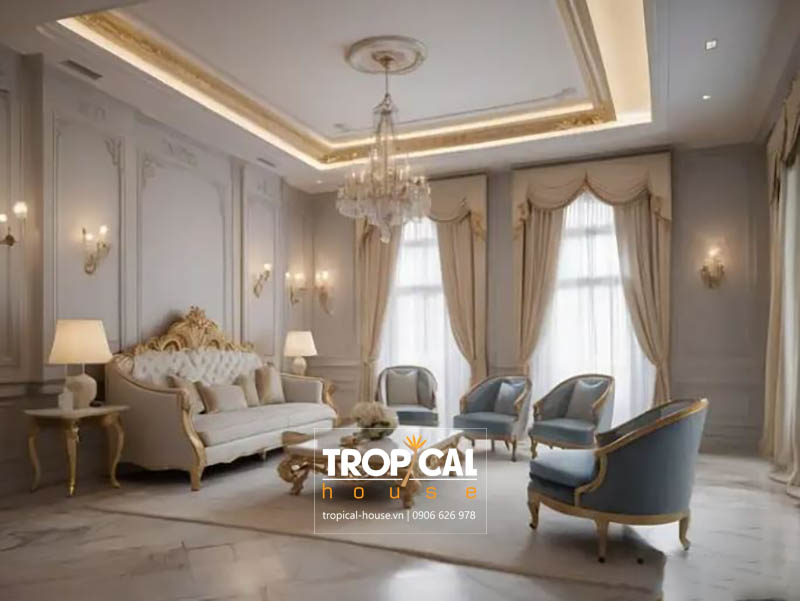 Mẫu thiết kế nội thất nhà phố tân cổ điển