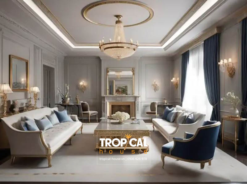 Mẫu thiết kế nội thất nhà phố tân cổ điển