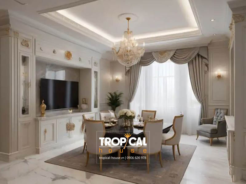Mẫu thiết kế nội thất nhà phố tân cổ điển