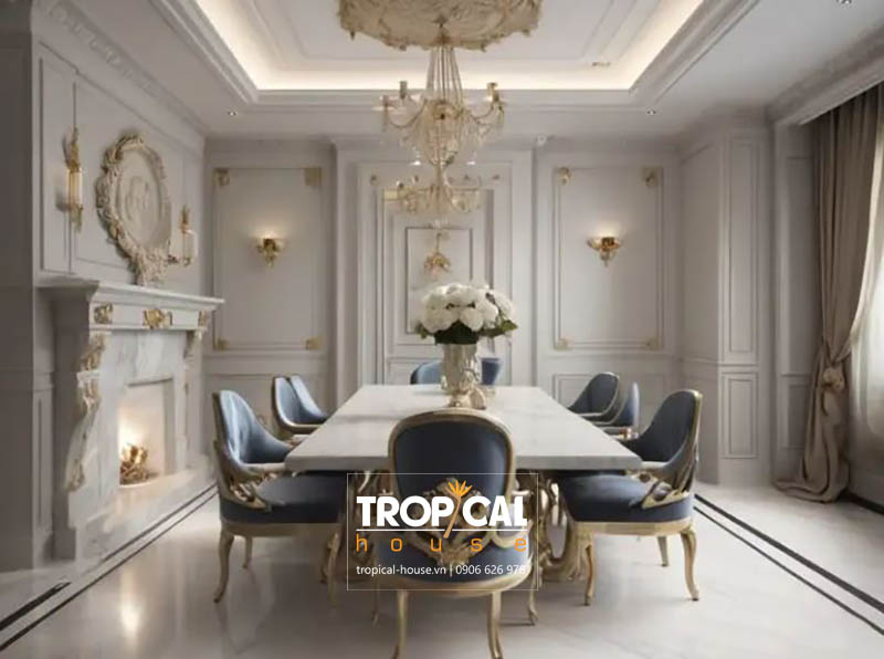 Mẫu thiết kế nội thất nhà phố tân cổ điển