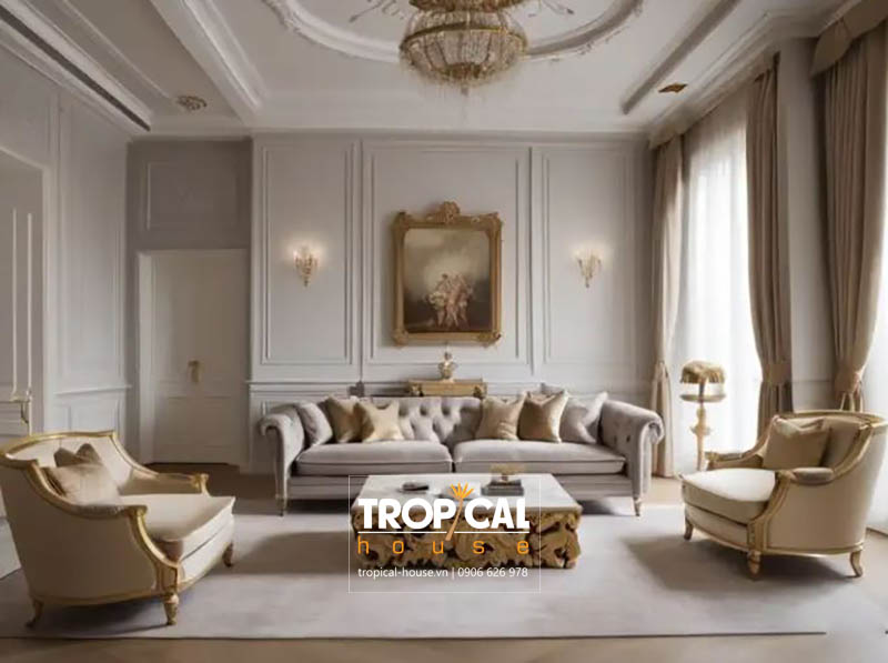 Mẫu thiết kế nội thất nhà phố tân cổ điển