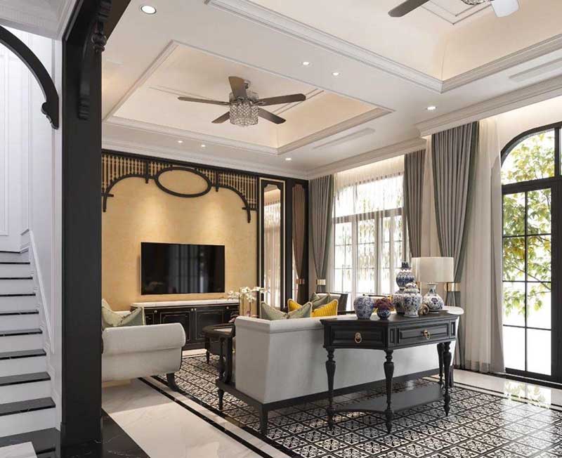 Mẫu nhà phố phong cách Indochine 4 tầng diện tích 250m2