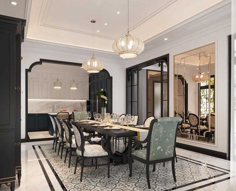 Mẫu nhà phố phong cách Indochine 4 tầng diện tích 250m2